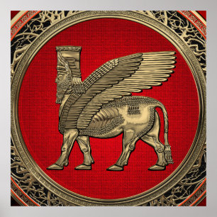 Affiche [900] Assyrian Winged Bull - Gold Lamassu