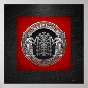 Affiche [900] Deux Ninurtas d'argent avec arbre de vie