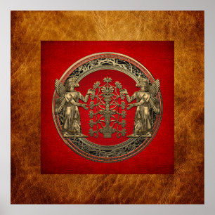 Affiche [900] Deux Ninurtas d'or avec arbre de vie