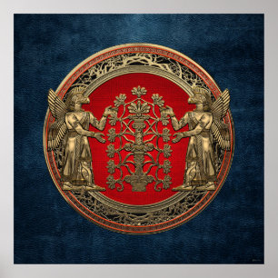 Affiche [900] Deux Ninurtas d'or avec arbre de vie