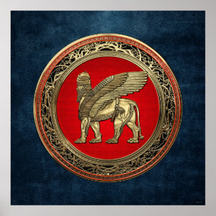 Affiche [900] Lion ailé assyrien - Lamassu d'or