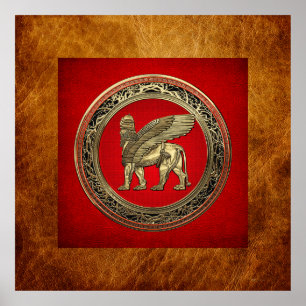Affiche [900] Lion ailé assyrien - Lamassu d'or