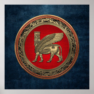 Affiche [900] Taureau ailé assyrien - Lamassu d'or
