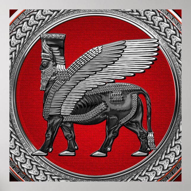 Affiche [901] Taureau ailé assyrien : Argent et lamassu no (Devant)