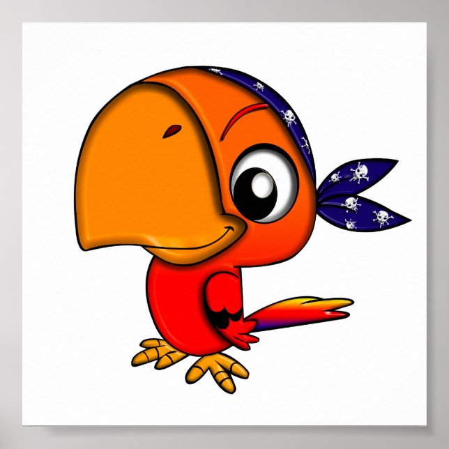 AFFICHE 906 CARTOON CUTE DE PIRATE DE PARROT (Devant)