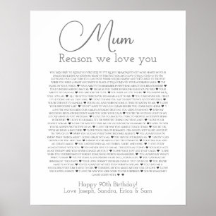 Affiche 90 choses que nous aimons chez vous
