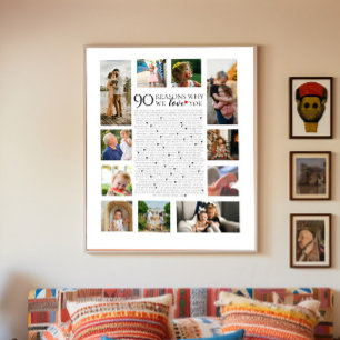Affiche 90 raisons pour lesquelles on t'aime collage de ph