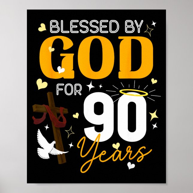 Affiche 90e anniversaire béni par Dieu pour les 90 ans 90e (Devant)
