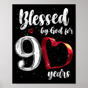 Affiche 90e anniversaire bénis par Dieu pendant 90 ans ann