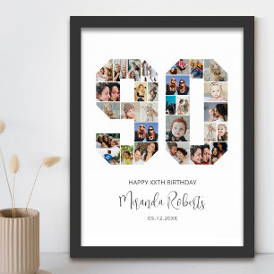 Affiche 90e anniversaire Numéro 90 Photo personnalisée Col