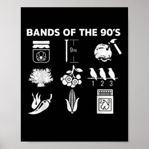 Affiche 90s Musique Bandes Icônes Pop Culture Funny Retro 