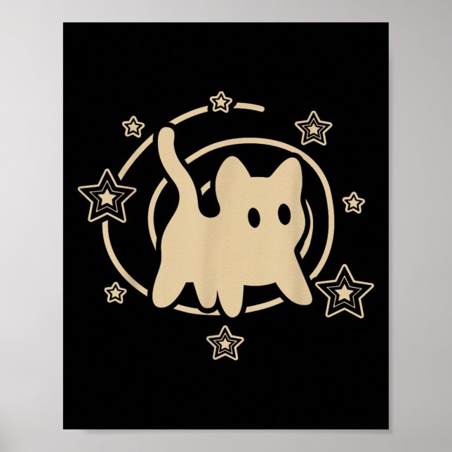 Affiche 90s Y2k Scary Tomcat Cat Is Scared Under Starry Ta (Devant)