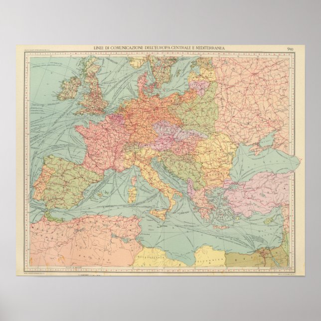 Affiche 910 Lignes de communication, Europe centrale (Devant)