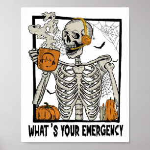 Affiche 911 Dispatcher Halloween Squelette Quel Émerge