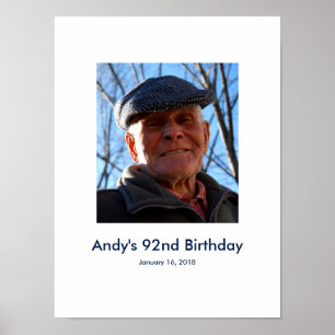 Affiche 92e anniversaire photo personnalisée Connexion Par
