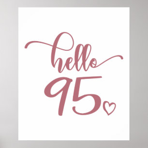 Affiche 95e anniversaire femmes Bonjour 95 mignonne 95 ans