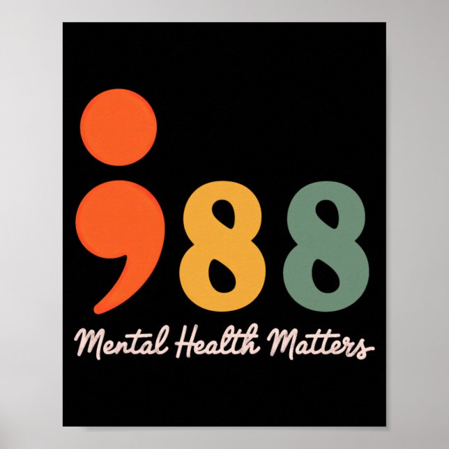 Affiche 988 point-virgule La santé mentale compte Préventi (Devant)