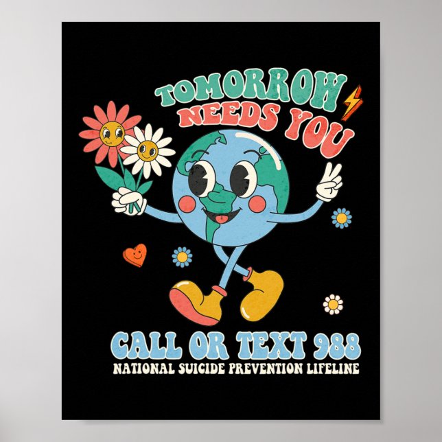 Affiche 988 Prévention du suicide Restez demain Besoin de  (Devant)