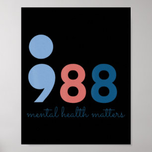 Affiche 988 Problèmes de santé mentale Prévention du suici