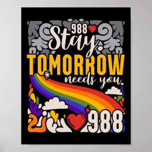 Affiche 988 Restez demain Besoin de vous Sensibilisation à