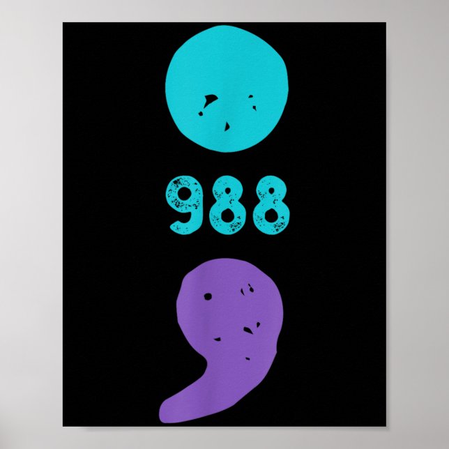 Affiche 988 Semicolon Santé mentale S Prévention du suicid (Devant)