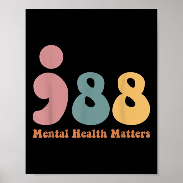 Affiche 988 Semicolon Santé mentale S Prévention du suicid (Devant)
