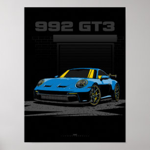 Affiche 992 GT3 Illustration bleue