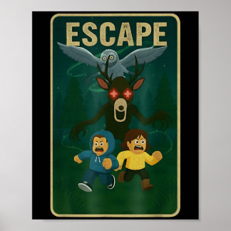 Affiche 99 nuits Halloween Gamer Cerf Dans La Forêt Drôle