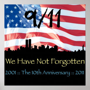 Affiche 9/11 10ème anniversaire WTC et le drapeau
