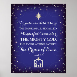 Affiche 9:6 d'Isaïe pour à nous un enfant est né (11x14)