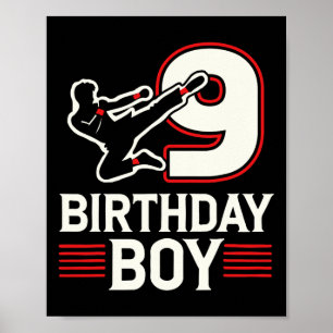 Affiche 9 Anniversaire Boy Karate Enthousiaste