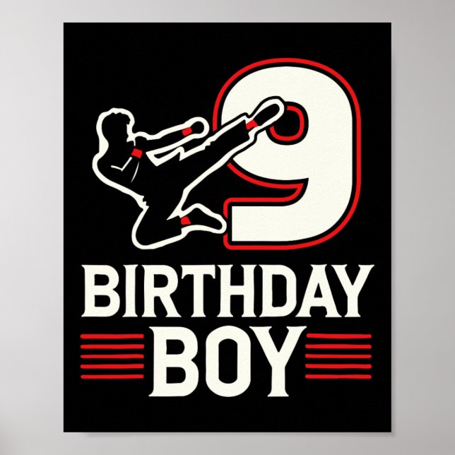 Affiche 9 Anniversaire Boy Karate Enthousiaste (Devant)