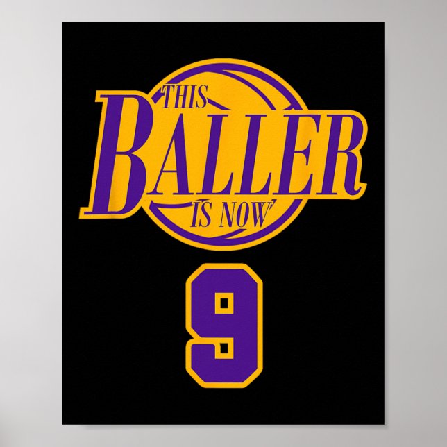 Affiche 9 Ans Anniversaire Bysketbyll Byller Purple Et (Devant)