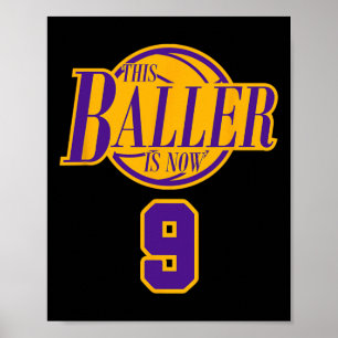 Affiche 9 Ans Basketball Baller Purple Et