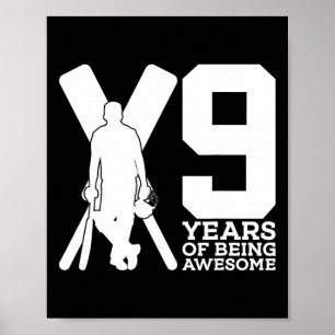 Affiche 9 Ans de Cricket Incroyable 9e Anniversaire 