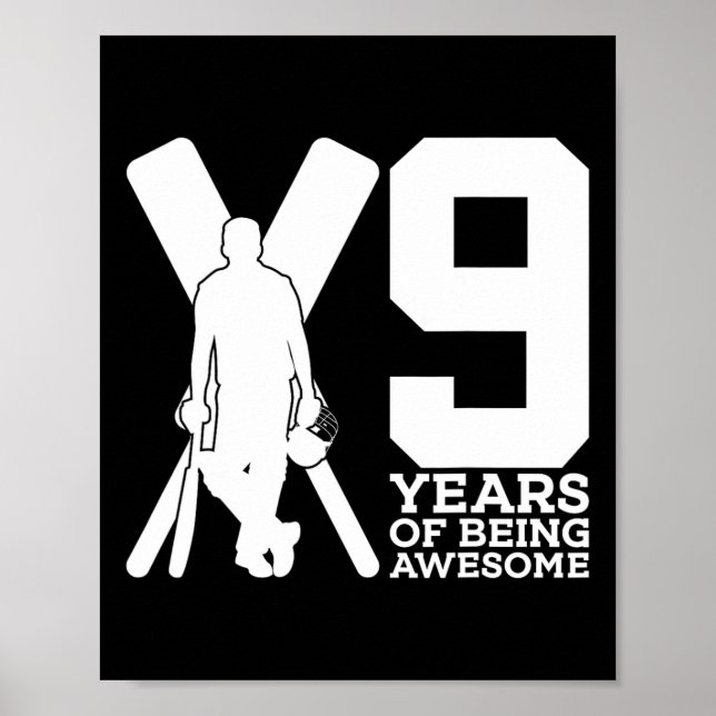 Affiche 9 Ans de Cricket Incroyable 9e Anniversaire  (Devant)