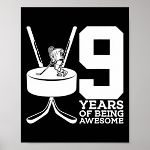 AFFICHE 9 ANS D'ÊTRE UN HOCKEY GLACE INCROYABLE 9E ANNIVER