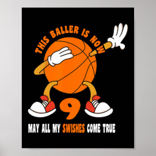 Affiche 9 ans Joyeux 9e anniversaire Basketball 9e anniver