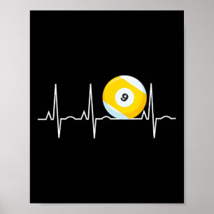 Affiche 9 Ball Heartbeat - Pool Player Neuf Ball Heartbeat