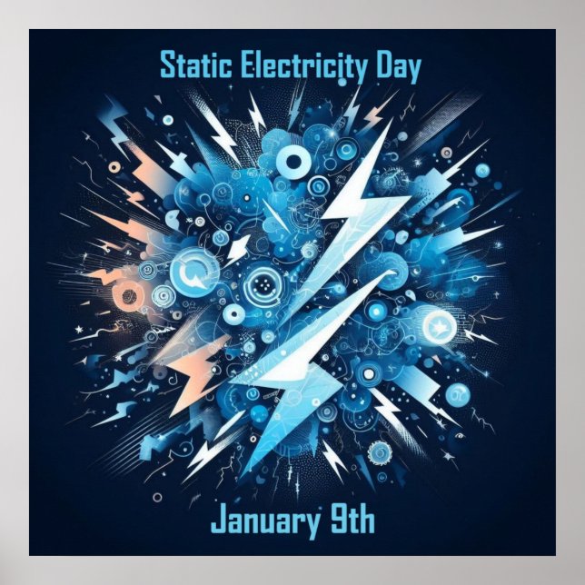 Affiche 9 janvier - Journée de l'électricité statique (Devant)