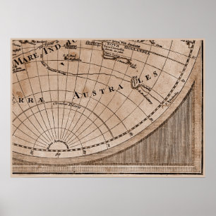 Affiche 9 Panneau Sepia Version de L'Isle World Map Frame