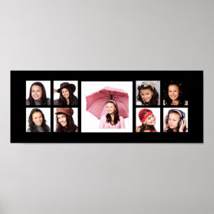 Affiche 9 photos d'Instagram avec la grande image centrale