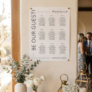 Affiche 9 table Minimalist Wedding seating chart template