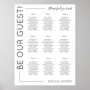 Affiche 9 table Minimalist Wedding seating chart template