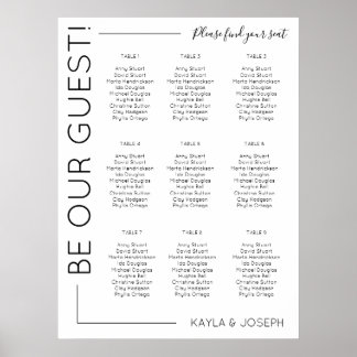 Affiche 9 table Minimalist Wedding seating chart template