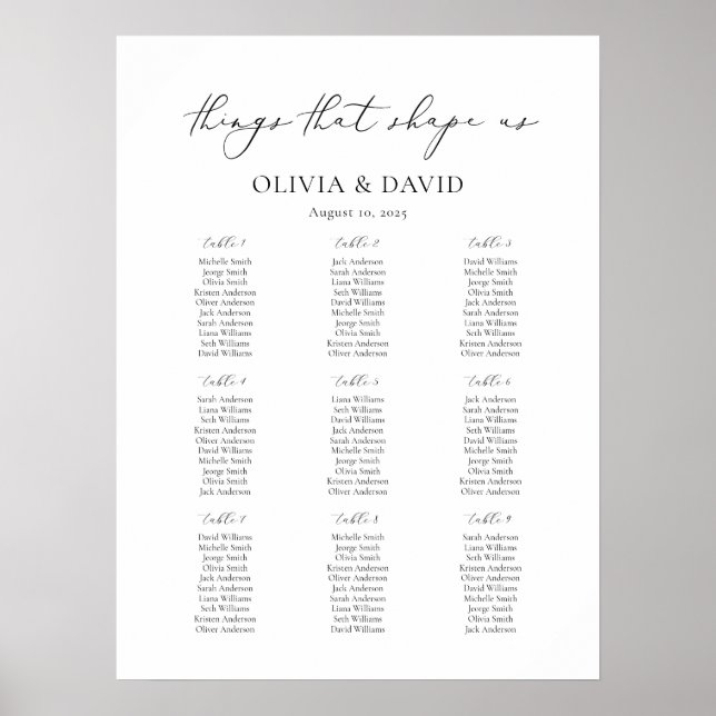 Affiche 9 Tableaux Choses simples qui nous façonnent Table (Devant)