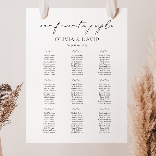 Affiche 9 Tableaux Simple Nos favoris Tableaux de sièges (Créateur téléchargé)