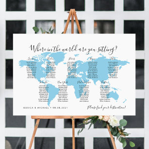 Affiche 9 Tables Destinations Carte Mondiale Sièges Graphi
