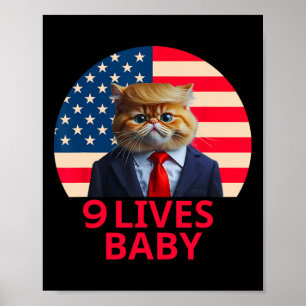 Affiche 9 vies par chat Trump 2024 Gagne Victoire Vainqueu