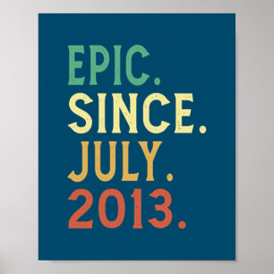 Affiche 9 Year Old Gifts Epic Since July 2013 9th